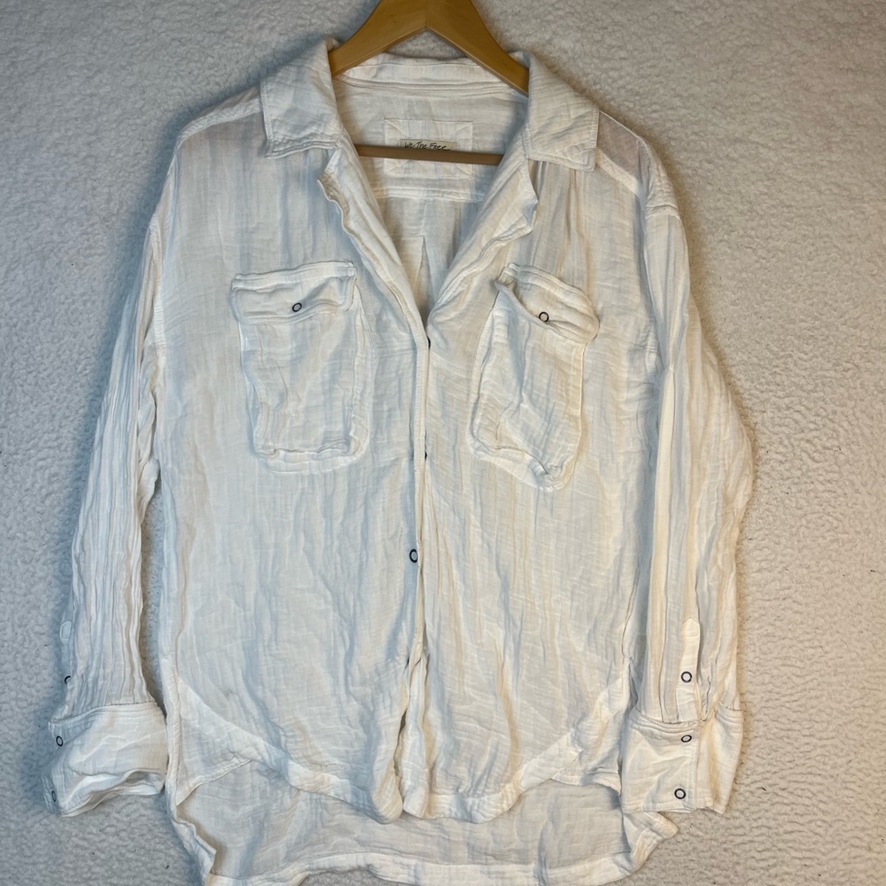 Free people white beachy button shirt